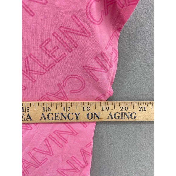 Calvin Klein Performance T-Shirt Woman XL 16 Pink Cropped All Over Print NWT‎ - Picture 10 of 11